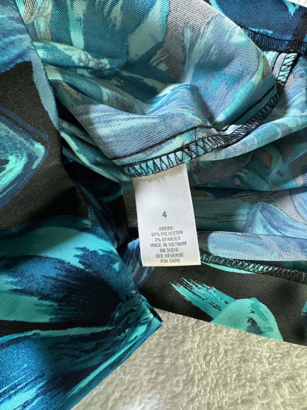 Dress Barn Blue Floral Sleeveless Sheath Dress Size 4 - Picture 3 of 4